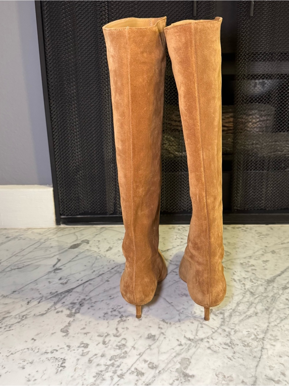 New Staud Sebastian Kitten Heel Suede Knee High Tan Boots Size EU 40.5 10.5 $595 - Picture 9 of 16